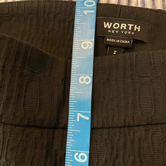 Worth Pants Womens Sz 2 Taper Leg Black Cotton Stretch Textured Knit Side Zip - Picture 9 of 10